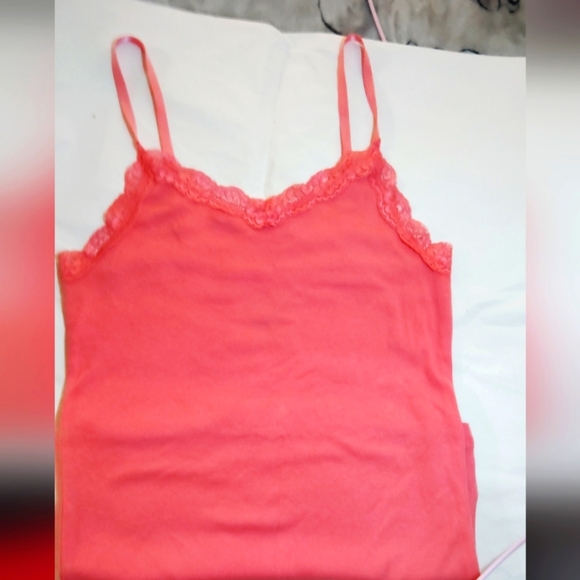 Faded Glory Tops - NWOT 90,'s Y2K Pink Fitted Ribbed Camisole with Lace Trim Large Mean Girls